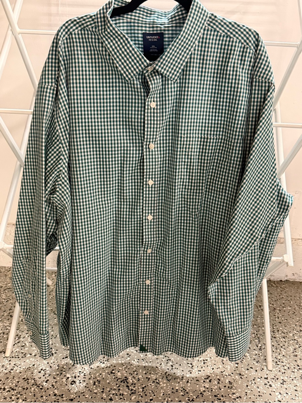 UNTUCKit Green and White Gingham Button-Down Shirt
